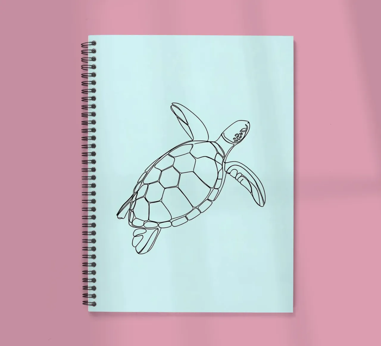 Minimalist Line Drawing of a Sea Turtle | Modern Abstract Ar spiral notebook by Viv Line Art