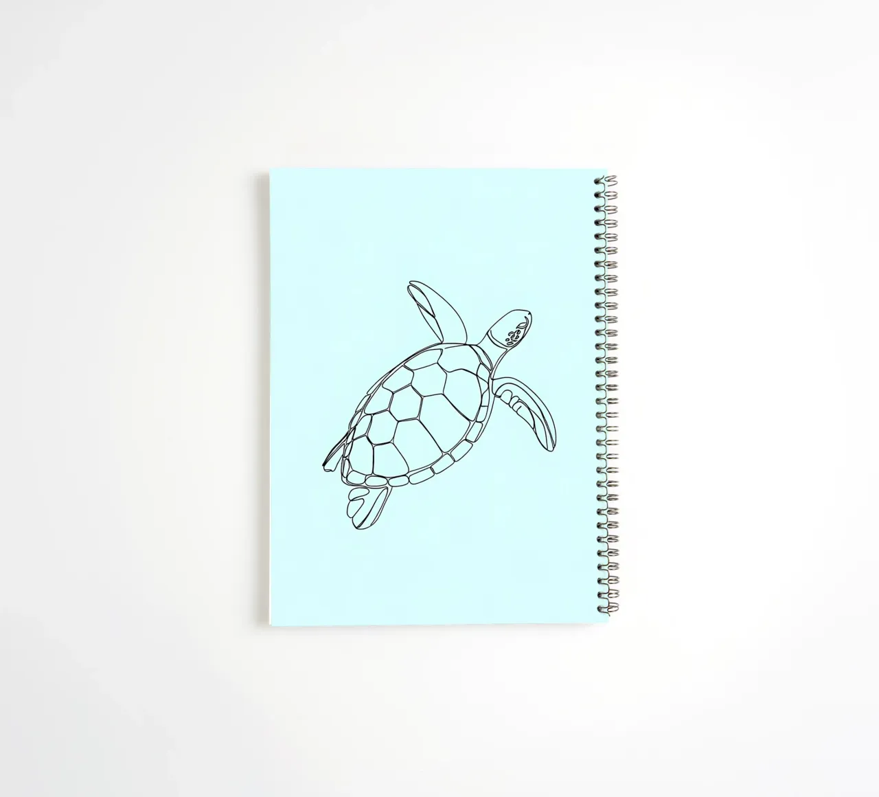 Minimalist Line Drawing of a Sea Turtle | Modern Abstract Ar spiral notebook by Viv Line Art