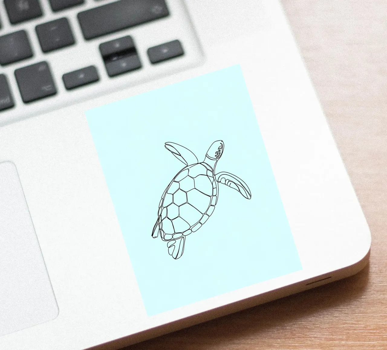 Minimalist Line Drawing of a Sea Turtle | Modern Abstract Ar sticker by Viv Line Art