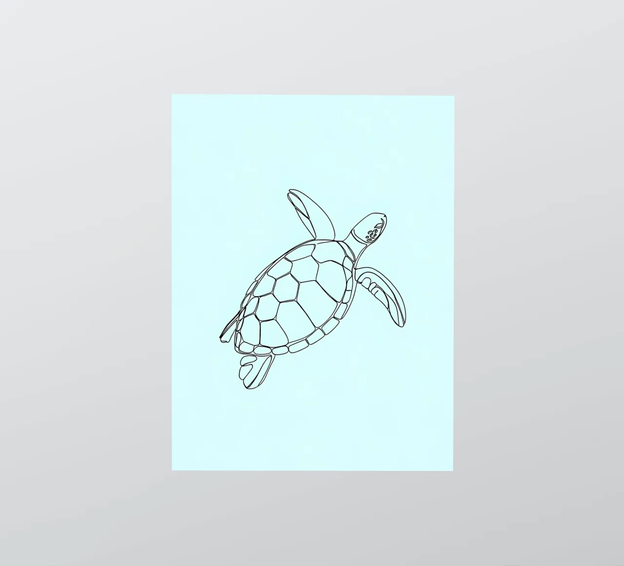 Minimalist Line Drawing of a Sea Turtle | Modern Abstract Ar sticker by Viv Line Art