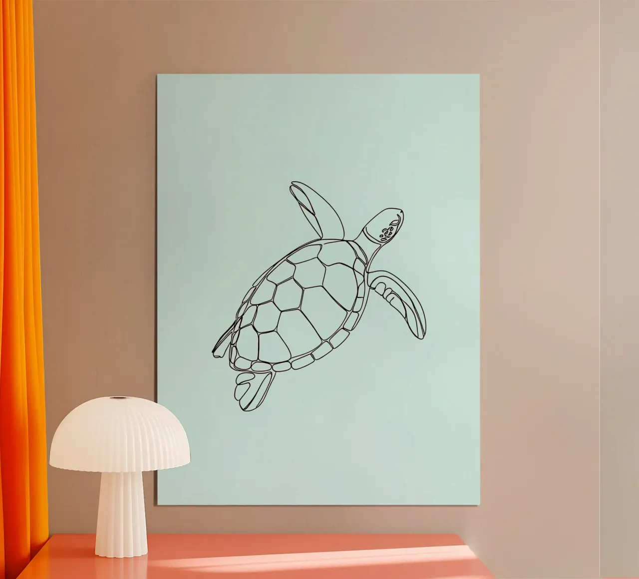 Minimalist Line Drawing of a Sea Turtle | Modern Abstract Ar hahnemühle by Viv Line Art