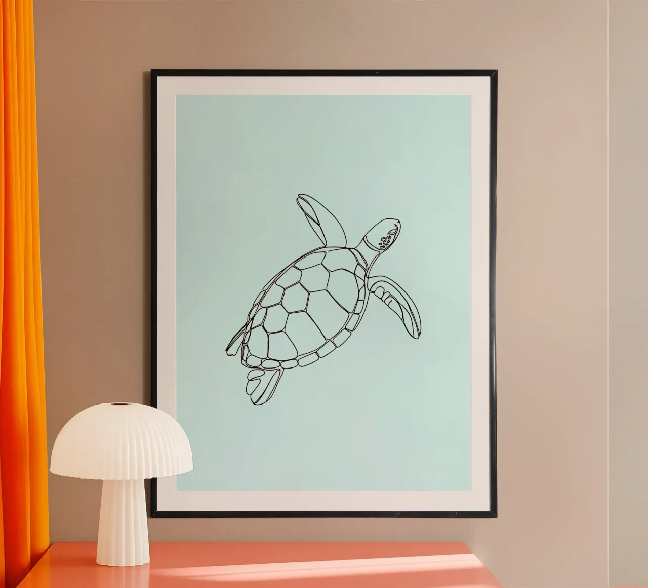 Minimalist Line Drawing of a Sea Turtle | Modern Abstract Ar hahnemühle by Viv Line Art