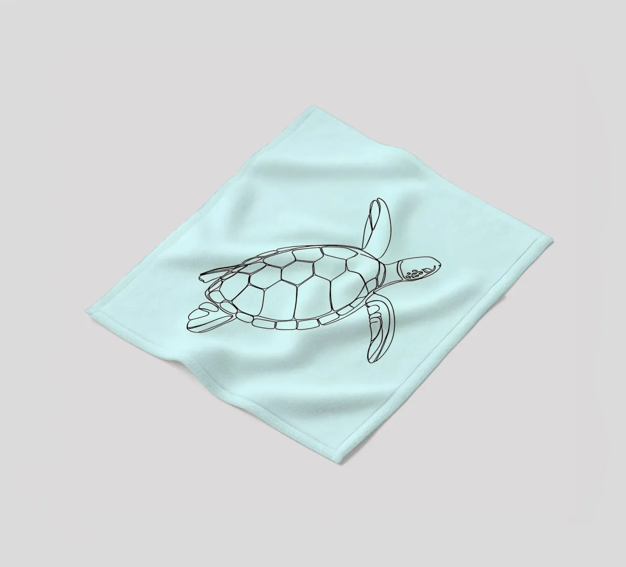 Minimalist Line Drawing of a Sea Turtle | Modern Abstract Ar fleece blanket by Viv Line Art