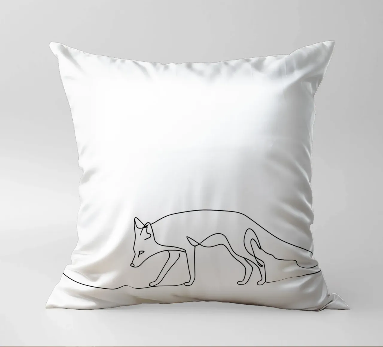 Minimalist Line Drawing of a Fox Walking | Modern Abstract A decorative cushion by Viv Line Art