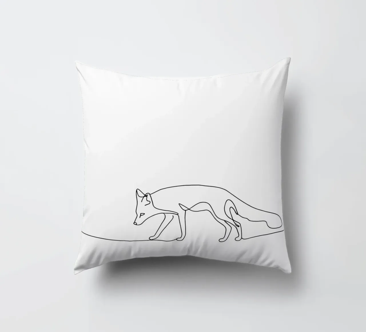 Minimalist Line Drawing of a Fox Walking | Modern Abstract A decorative cushion by Viv Line Art