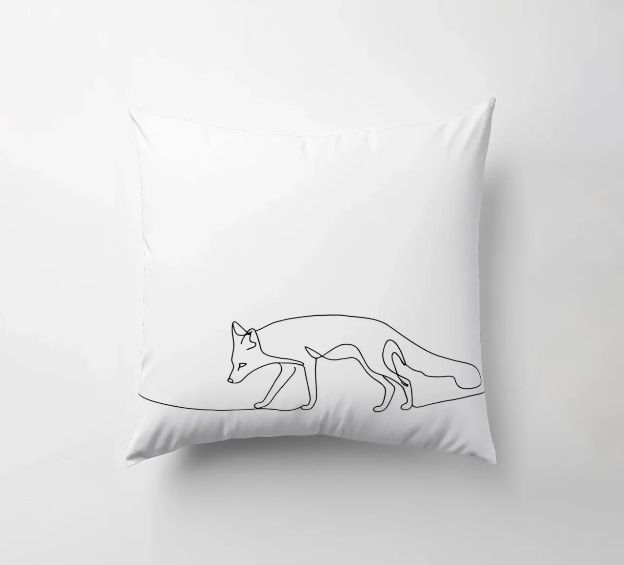 Minimalist Line Drawing of a Fox Walking | Modern Abstract A decorative cushion by Viv Line Art