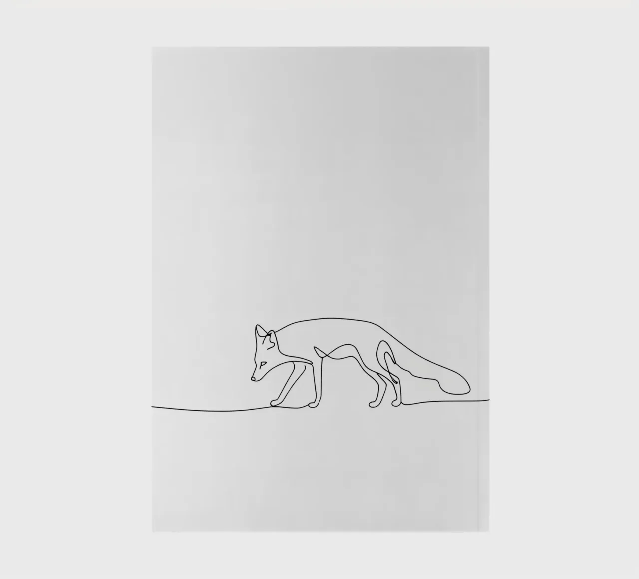 Minimalist Line Drawing of a Fox Walking | Modern Abstract A notebook by Viv Line Art