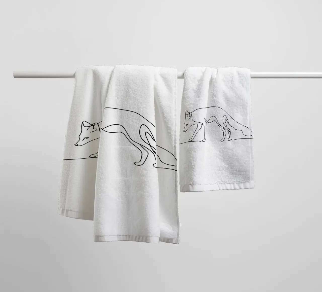 Minimalist Line Drawing of a Fox Walking | Modern Abstract A towel by Viv Line Art