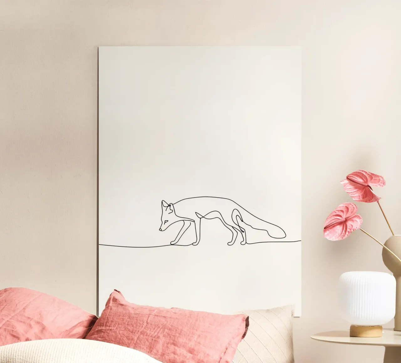 Minimalist Line Drawing of a Fox Walking | Modern Abstract A hahnemühle by Viv Line Art