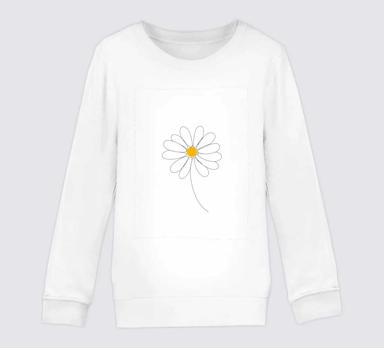 Minimalist Line Drawing of a Daisy | Modern Abstract Art kids sweatshirt by Viv Line Art