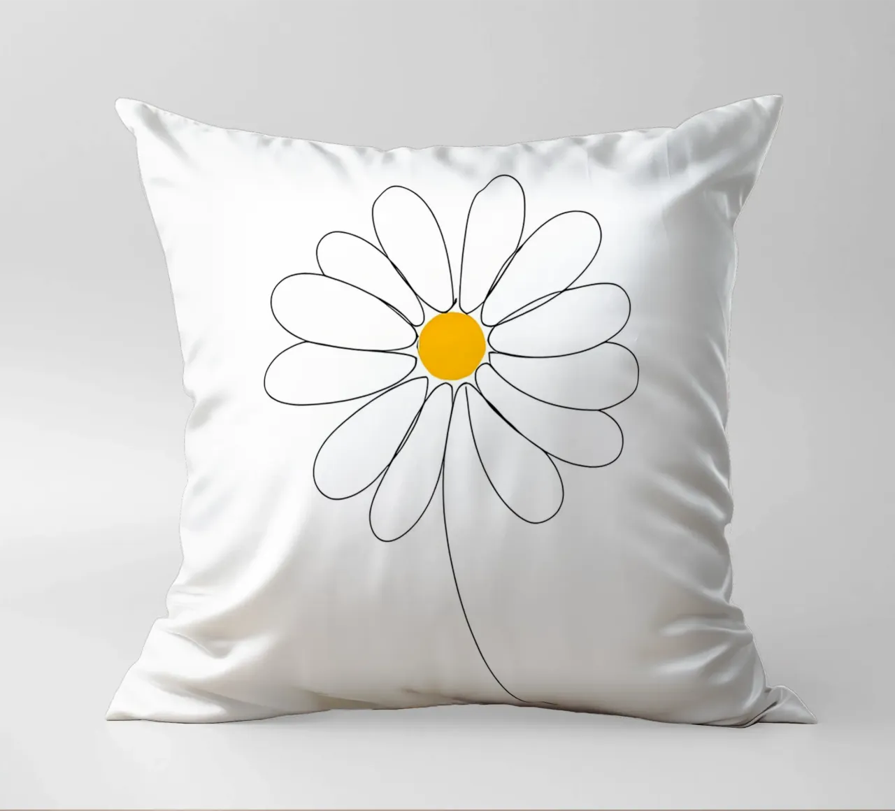 Minimalist Line Drawing of a Daisy | Modern Abstract Art decorative cushion by Viv Line Art