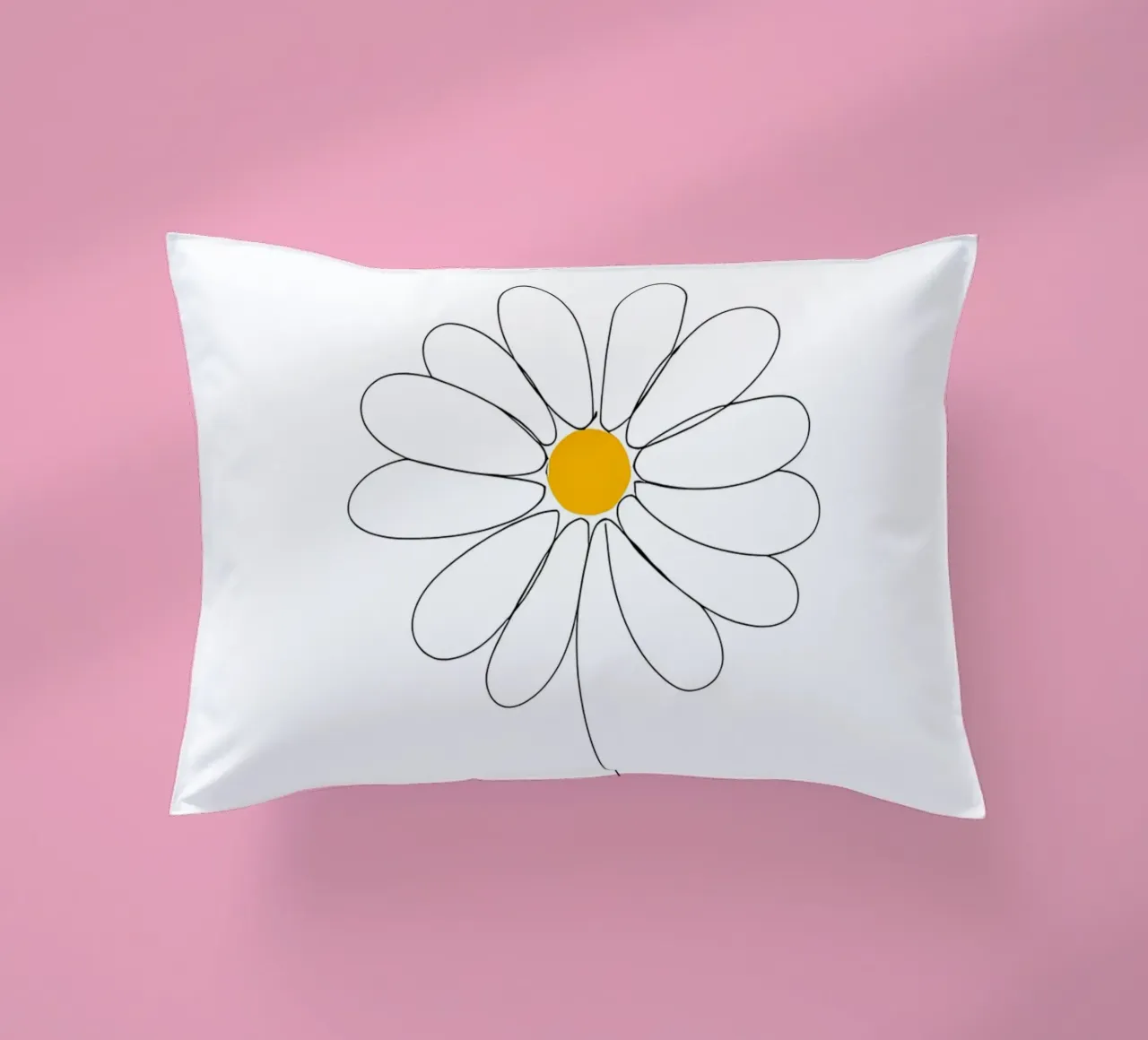 Minimalist Line Drawing of a Daisy | Modern Abstract Art decorative cushion by Viv Line Art