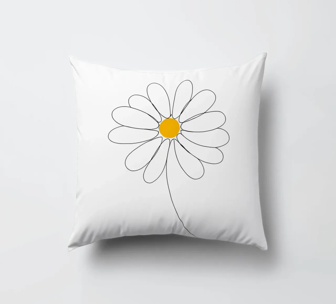 Minimalist Line Drawing of a Daisy | Modern Abstract Art decorative cushion by Viv Line Art