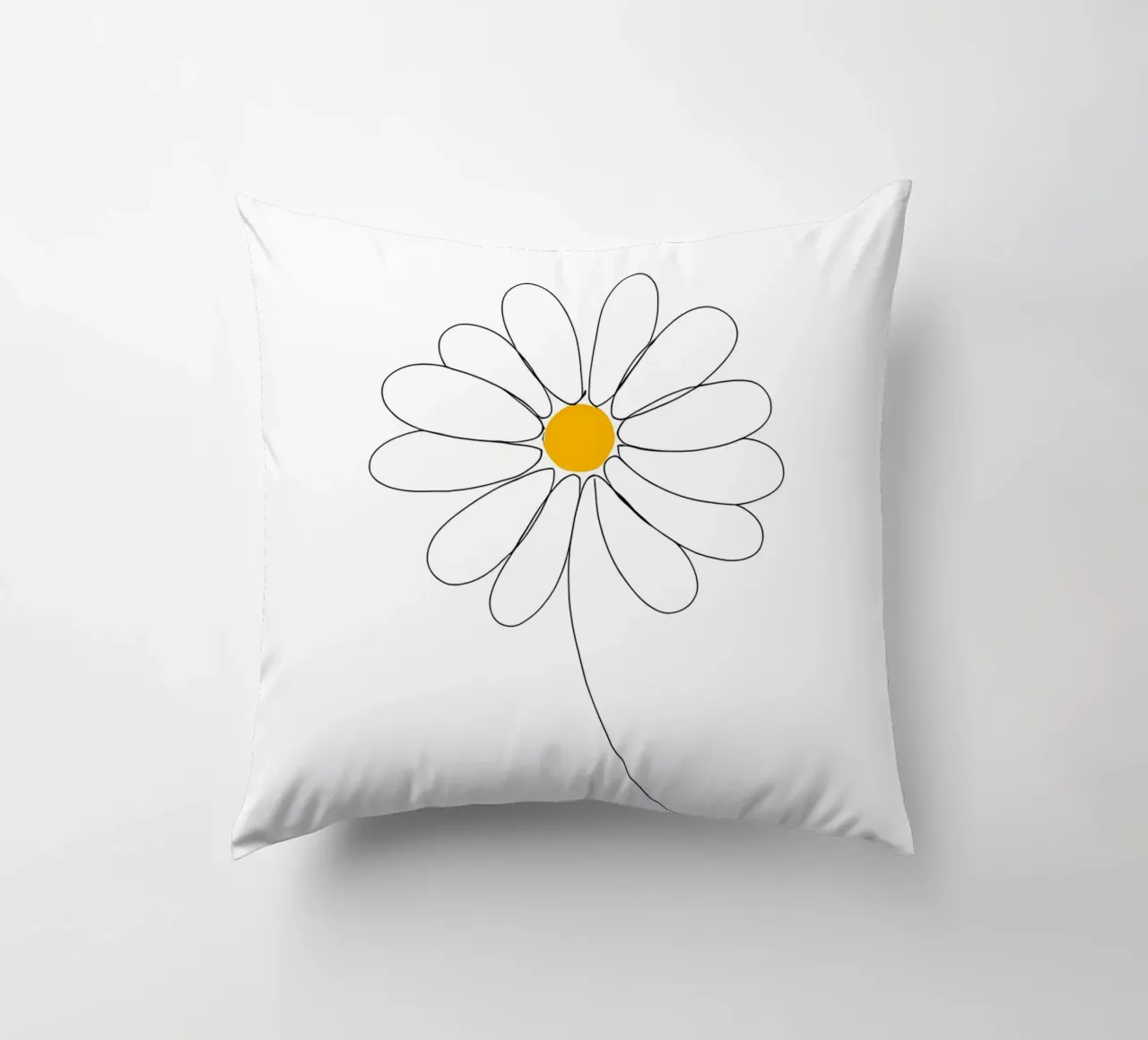 Minimalist Line Drawing of a Daisy | Modern Abstract Art decorative cushion by Viv Line Art