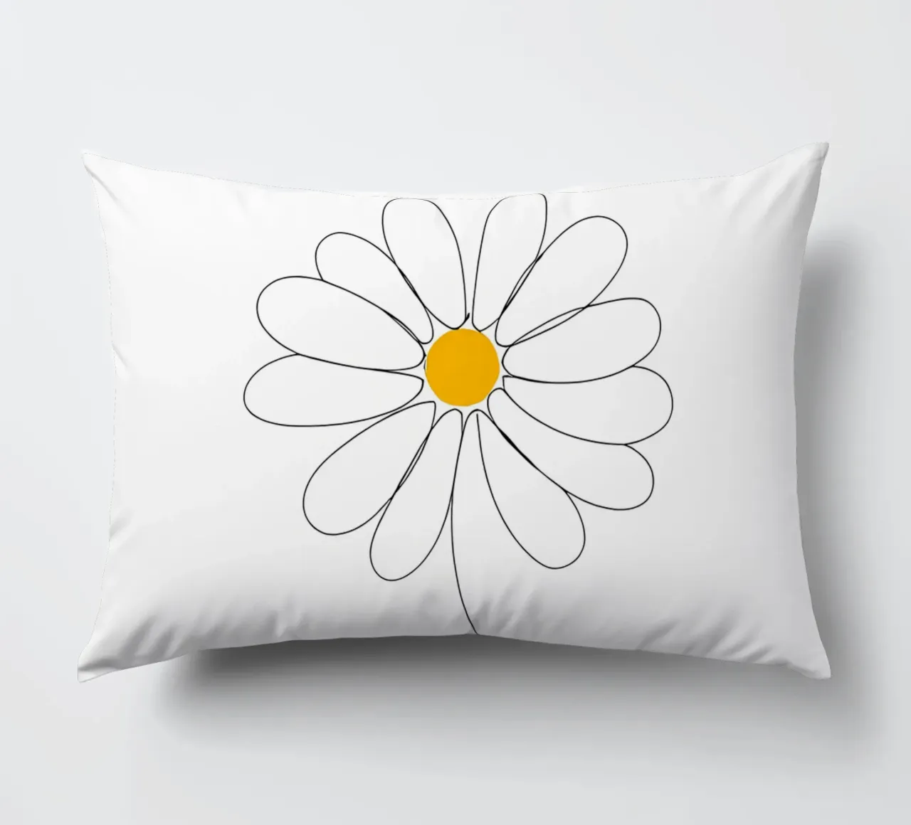 Minimalist Line Drawing of a Daisy | Modern Abstract Art decorative cushion by Viv Line Art