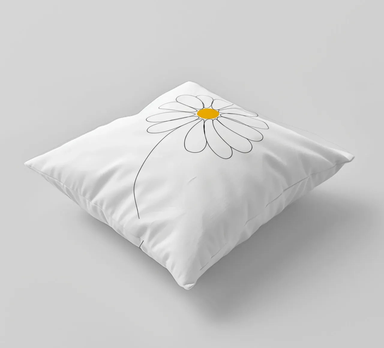 Minimalist Line Drawing of a Daisy | Modern Abstract Art decorative cushion by Viv Line Art