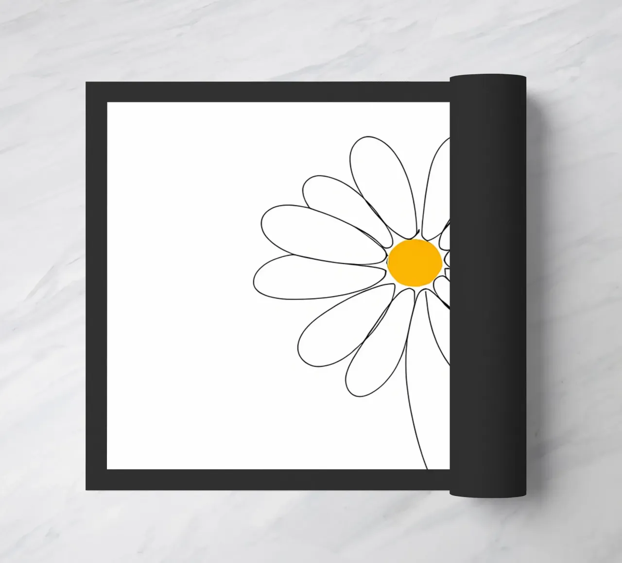 Minimalist Line Drawing of a Daisy | Modern Abstract Art doormat by Viv Line Art