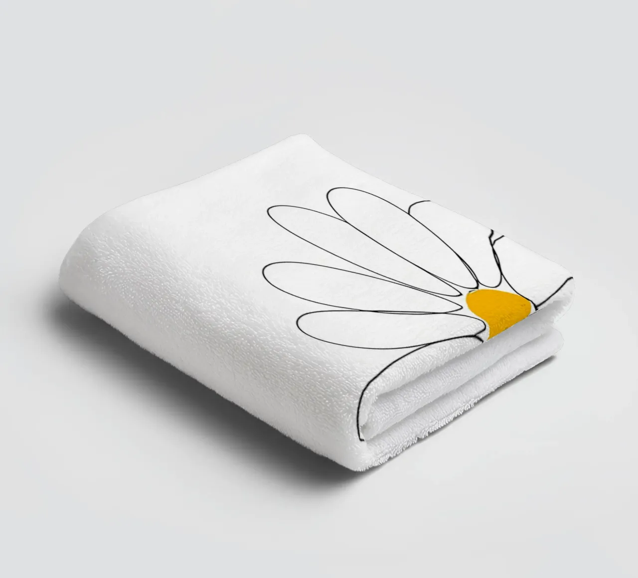 Minimalist Line Drawing of a Daisy | Modern Abstract Art towel by Viv Line Art