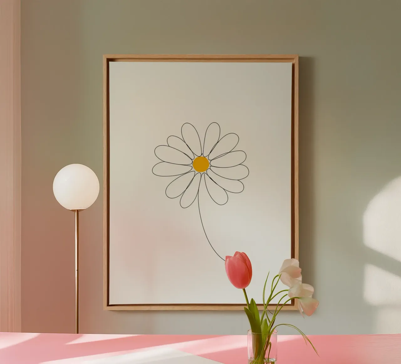 Minimalist Line Drawing of a Daisy | Modern Abstract Art canvas by Viv Line Art