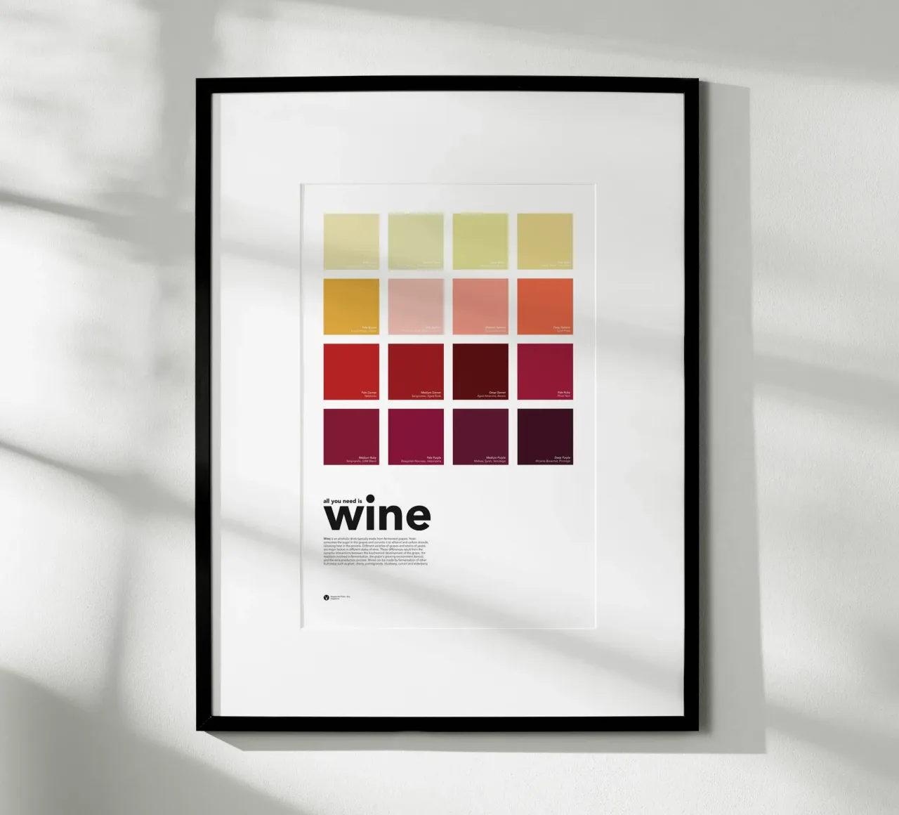 Wine Color Chart - All you need is wine - Wine Lovers Gift poster by Chagatai Art