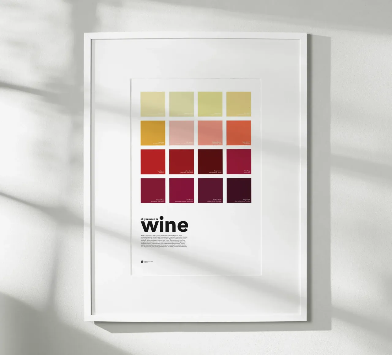 Wine Color Chart - All you need is wine - Wine Lovers Gift poster by Chagatai Art