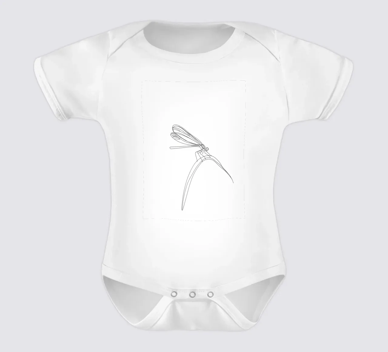 Dessin au trait minimaliste d'une libellule | Modern Abstract Art body bébé de Viv Line Art