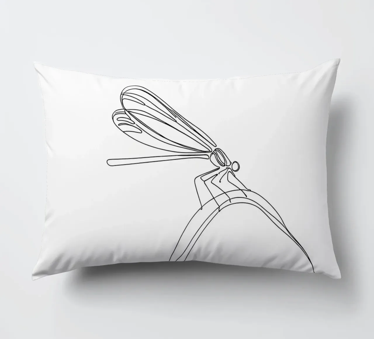Minimalist Line Drawing of a Dragonfly | Modern Abstract Art decorative cushion by Viv Line Art