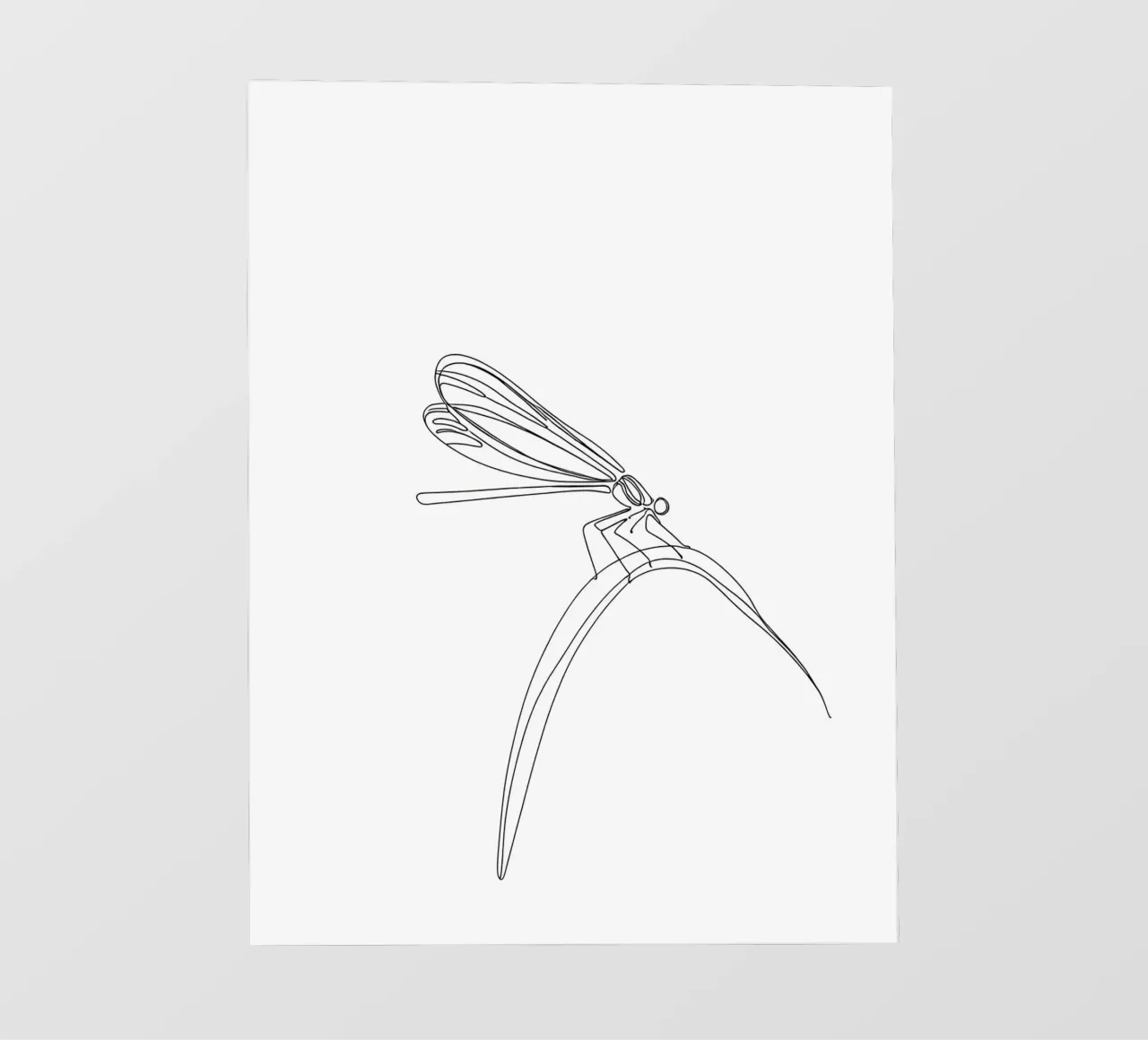 Dessin au trait minimaliste d'une libellule | Modern Abstract Art bâche pvc de Viv Line Art