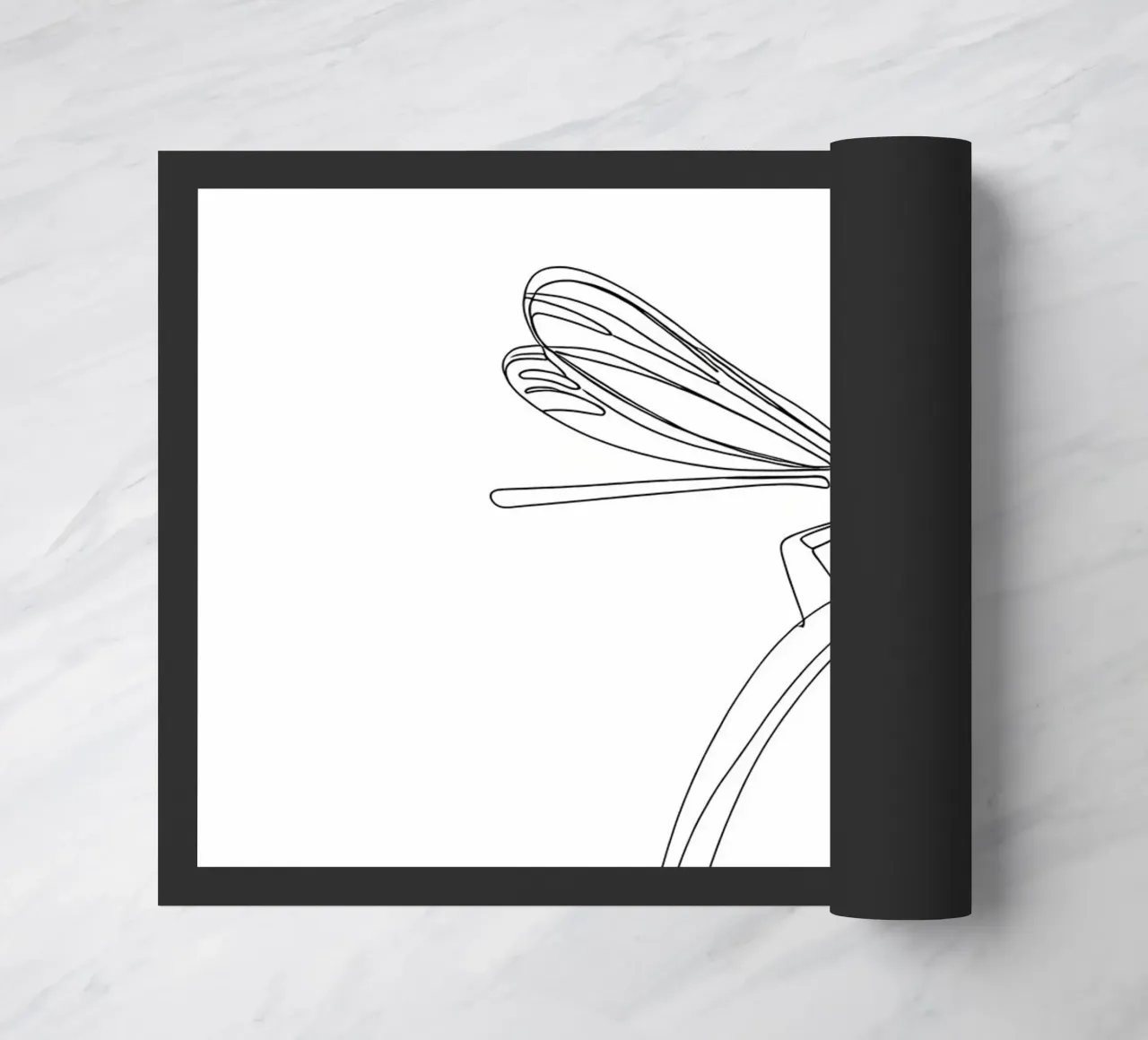 Dessin au trait minimaliste d'une libellule | Modern Abstract Art paillasson de Viv Line Art