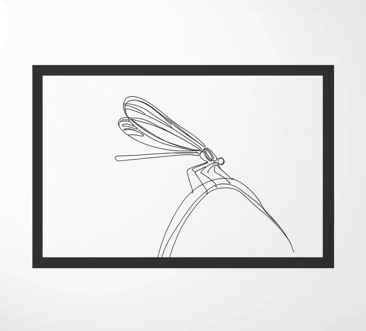Dessin au trait minimaliste d'une libellule | Modern Abstract Art paillasson de Viv Line Art