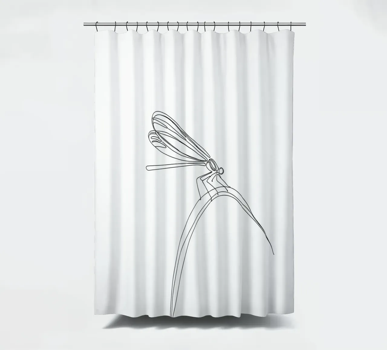 Dessin au trait minimaliste d'une libellule | Modern Abstract Art rideau de douche de Viv Line Art