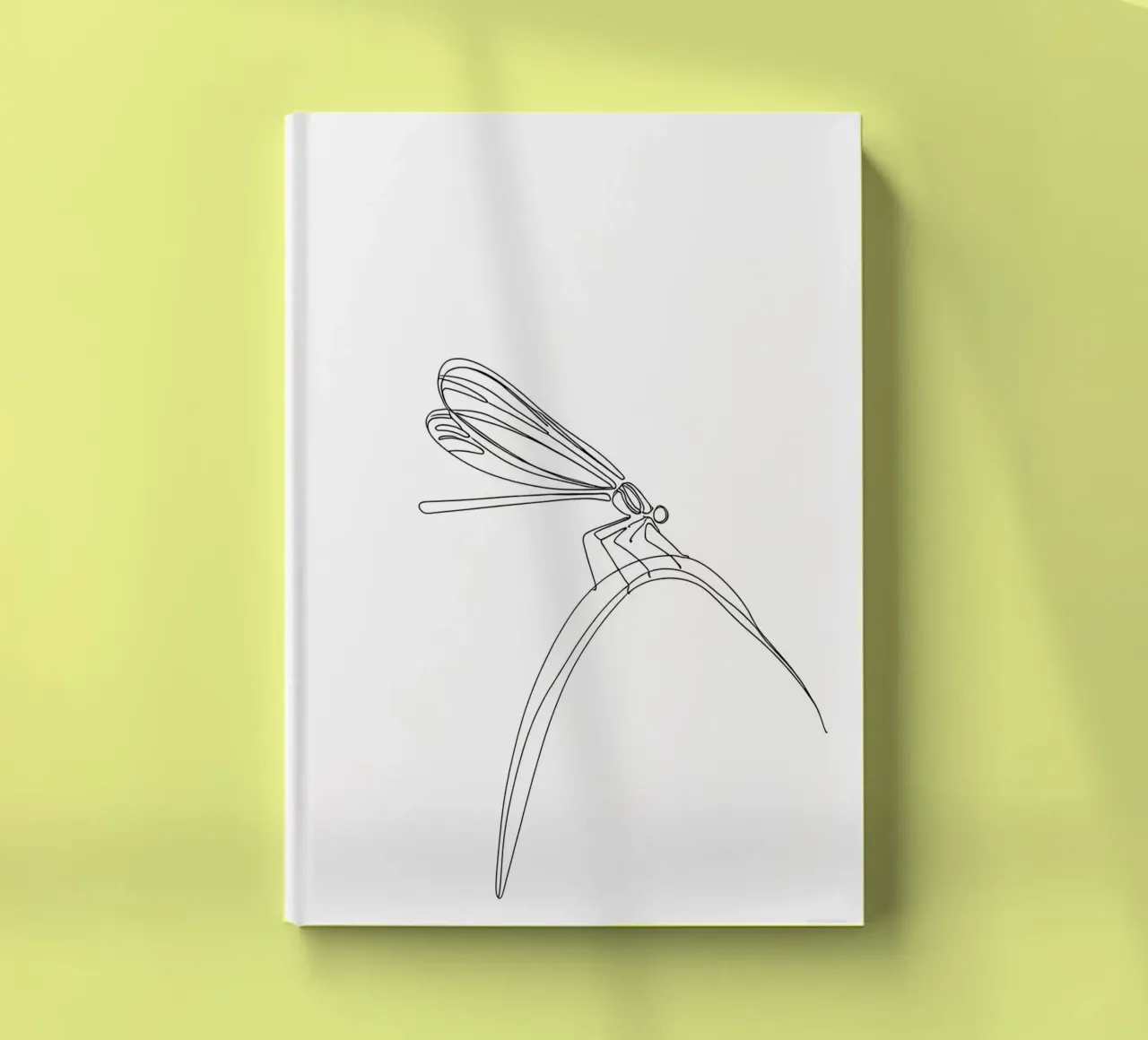 Dessin au trait minimaliste d'une libellule | Modern Abstract Art carnet de notes de Viv Line Art