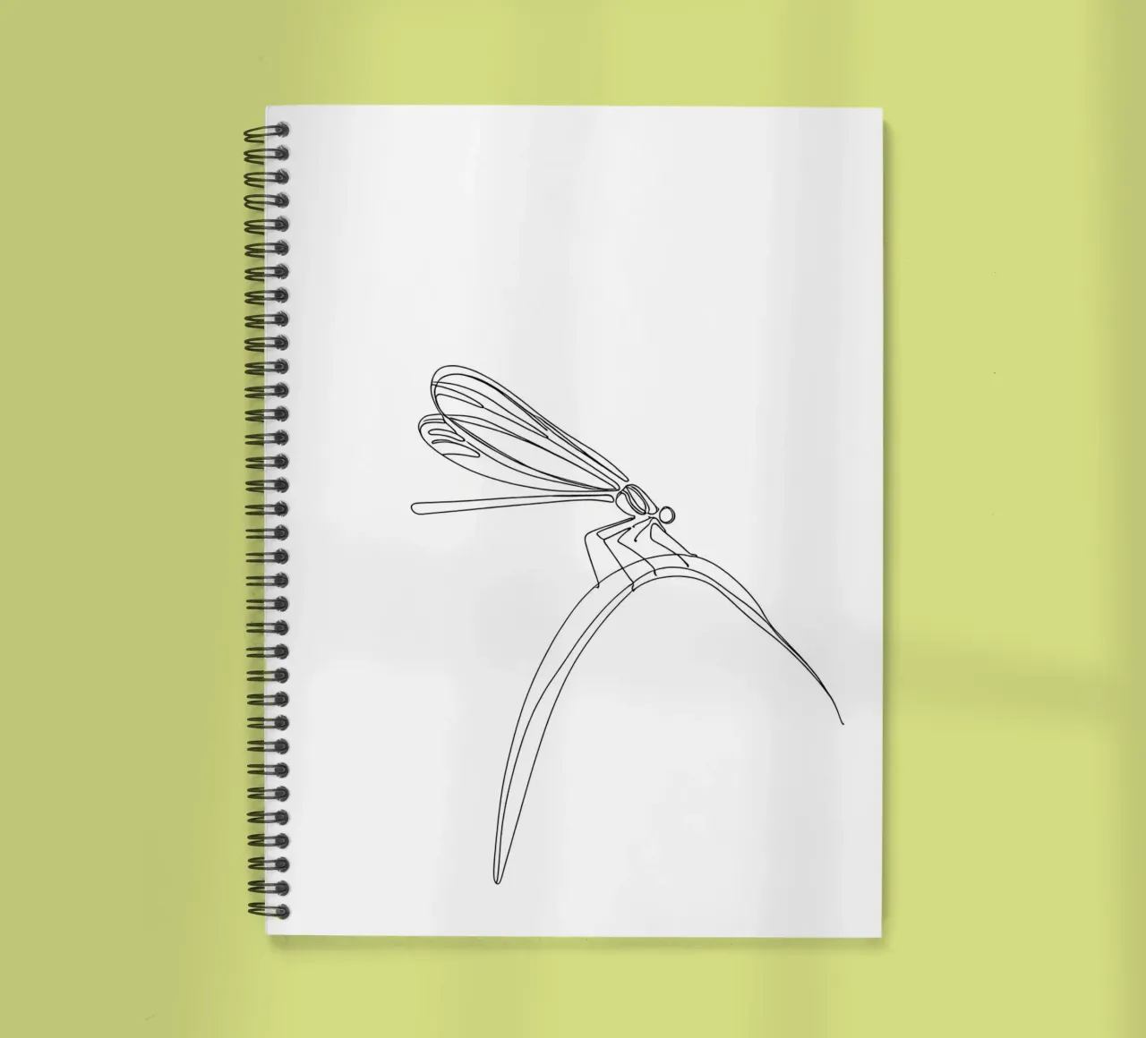 Minimalist Line Drawing of a Dragonfly | Modern Abstract Art spiral notebook by Viv Line Art