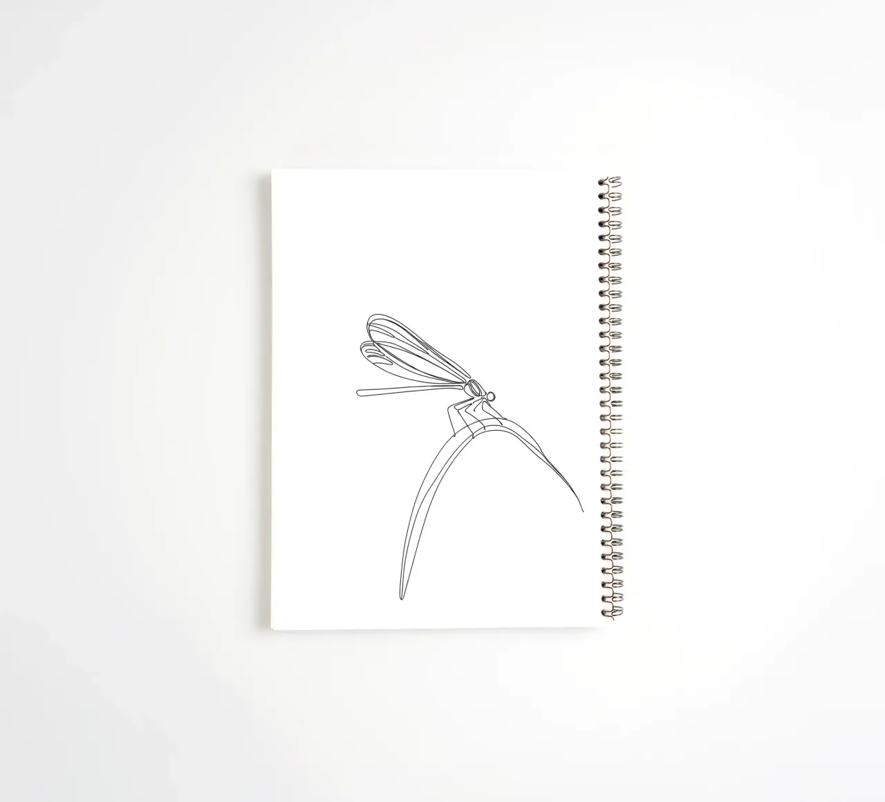 Minimalist Line Drawing of a Dragonfly | Modern Abstract Art spiral notebook by Viv Line Art