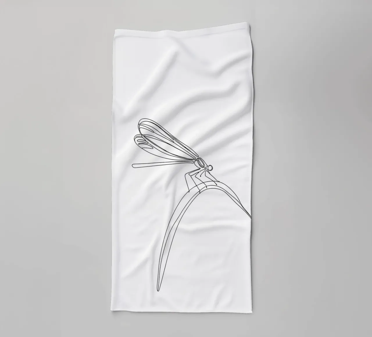 Dessin au trait minimaliste d'une libellule | Modern Abstract Art serviette de bain de Viv Line Art