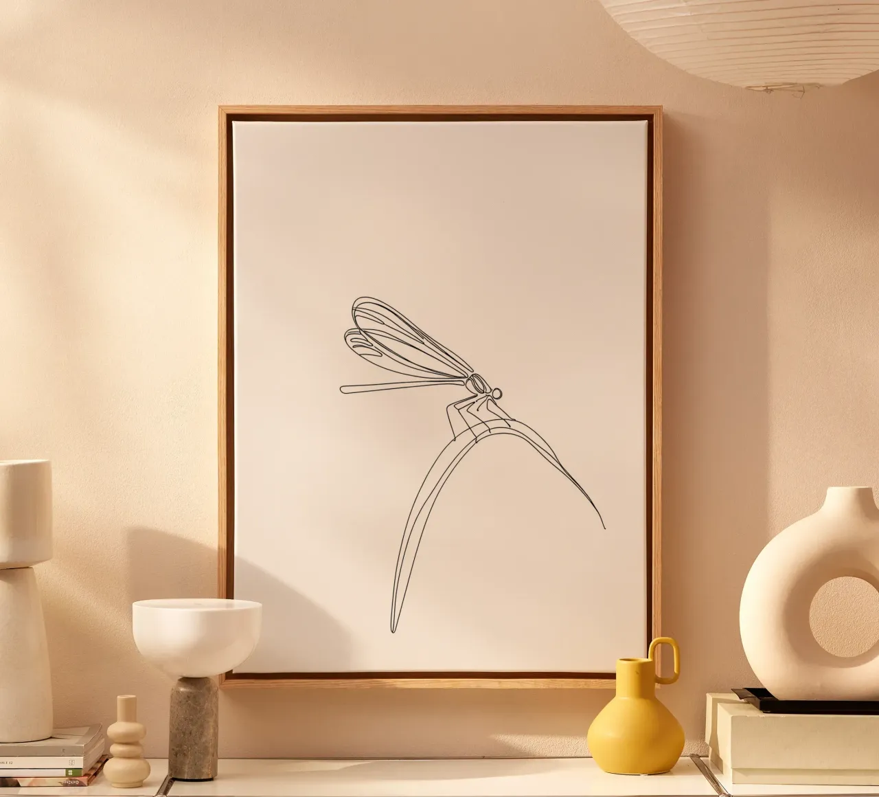Minimalist Line Drawing of a Dragonfly | Modern Abstract Art canvas by Viv Line Art