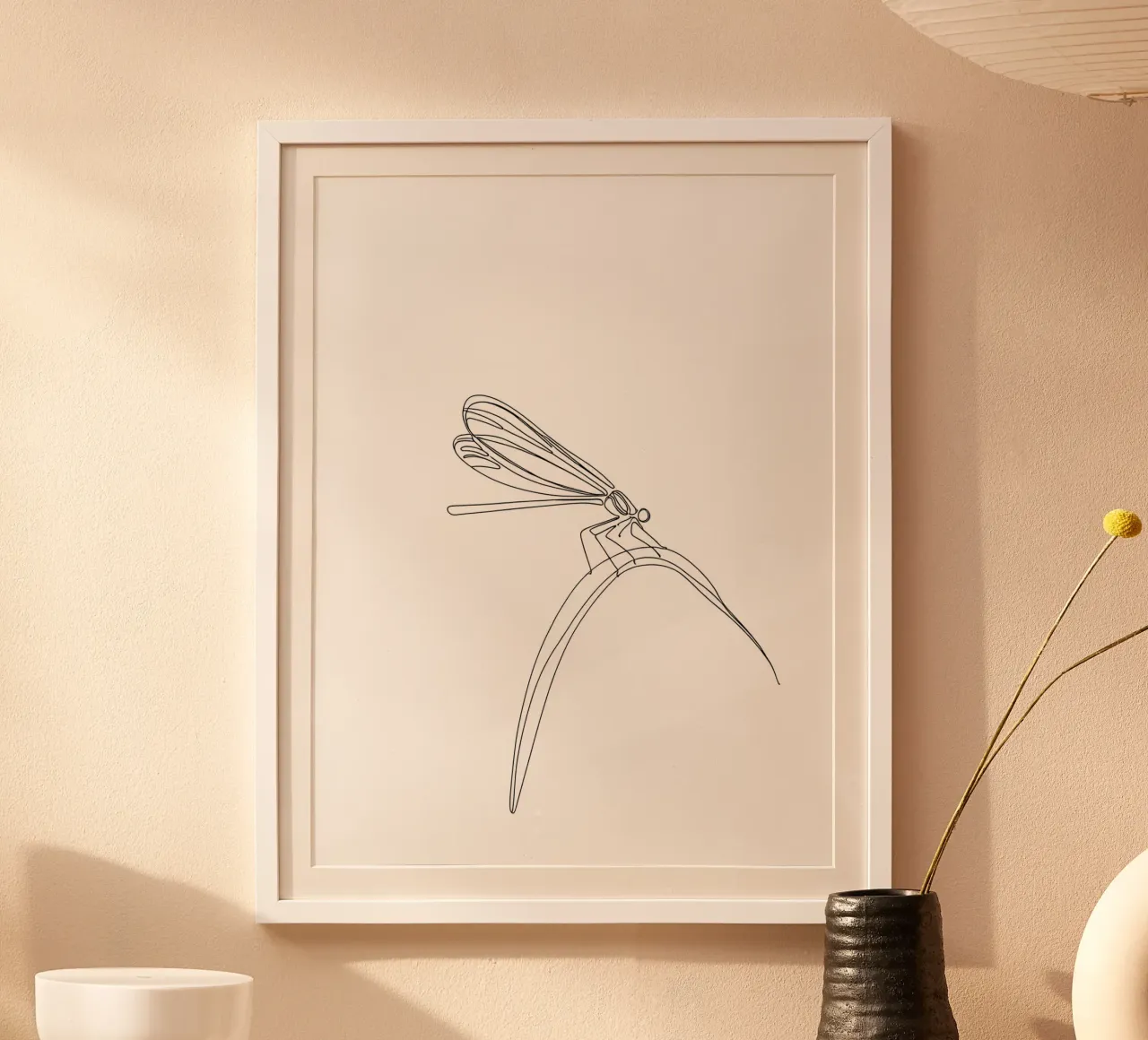 Dessin au trait minimaliste d'une libellule | Modern Abstract Art hahnemühle de Viv Line Art