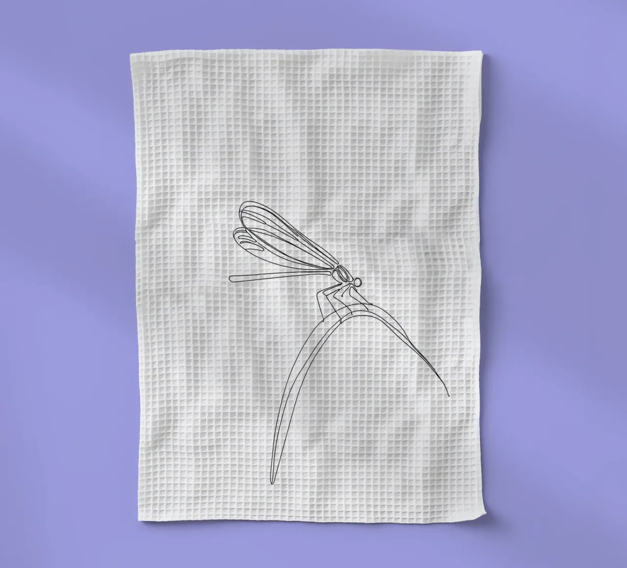 Dessin au trait minimaliste d'une libellule | Modern Abstract Art torchon de Viv Line Art