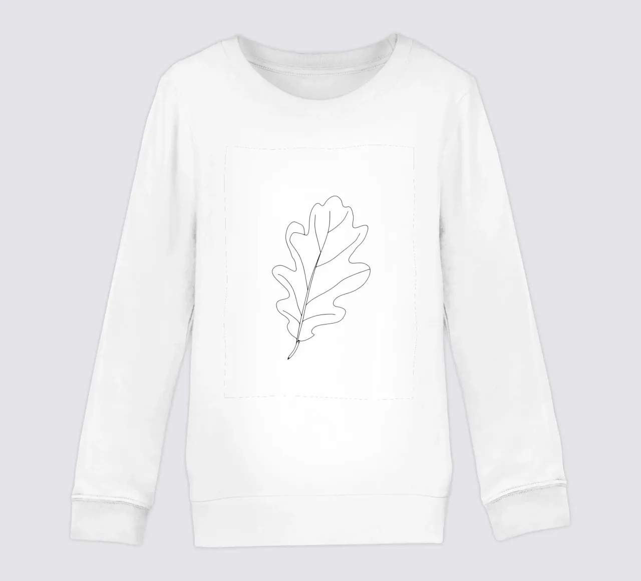Minimalistische lijntekening van een eikenblad | Moderne abstracte kunst kinder sweatshirt van Viv Line Art
