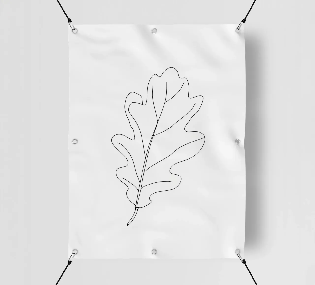 Dessin au trait minimaliste d'une feuille de chêne | Modern Abstract Art bâche pvc de Viv Line Art