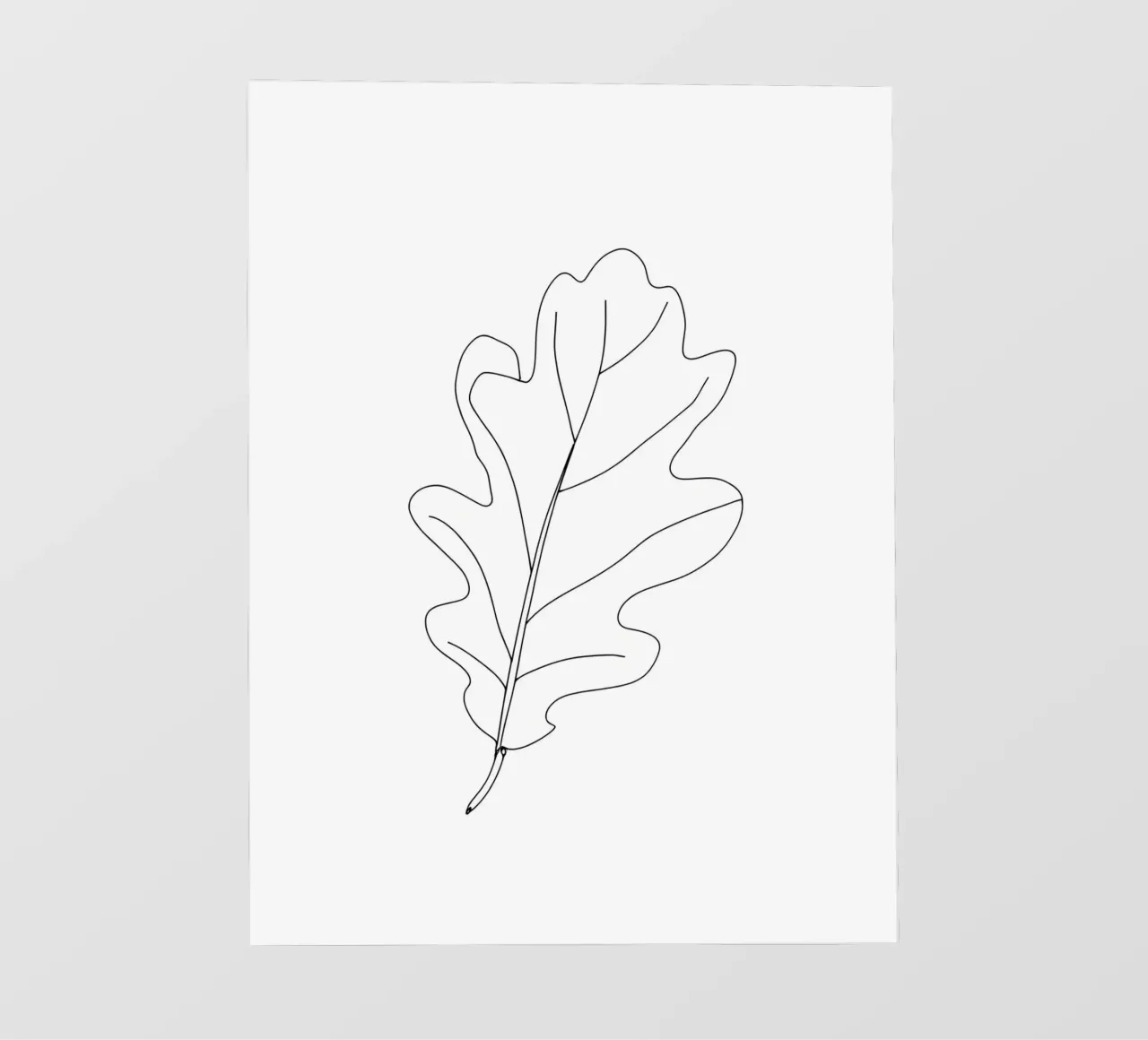 Dessin au trait minimaliste d'une feuille de chêne | Modern Abstract Art bâche pvc de Viv Line Art