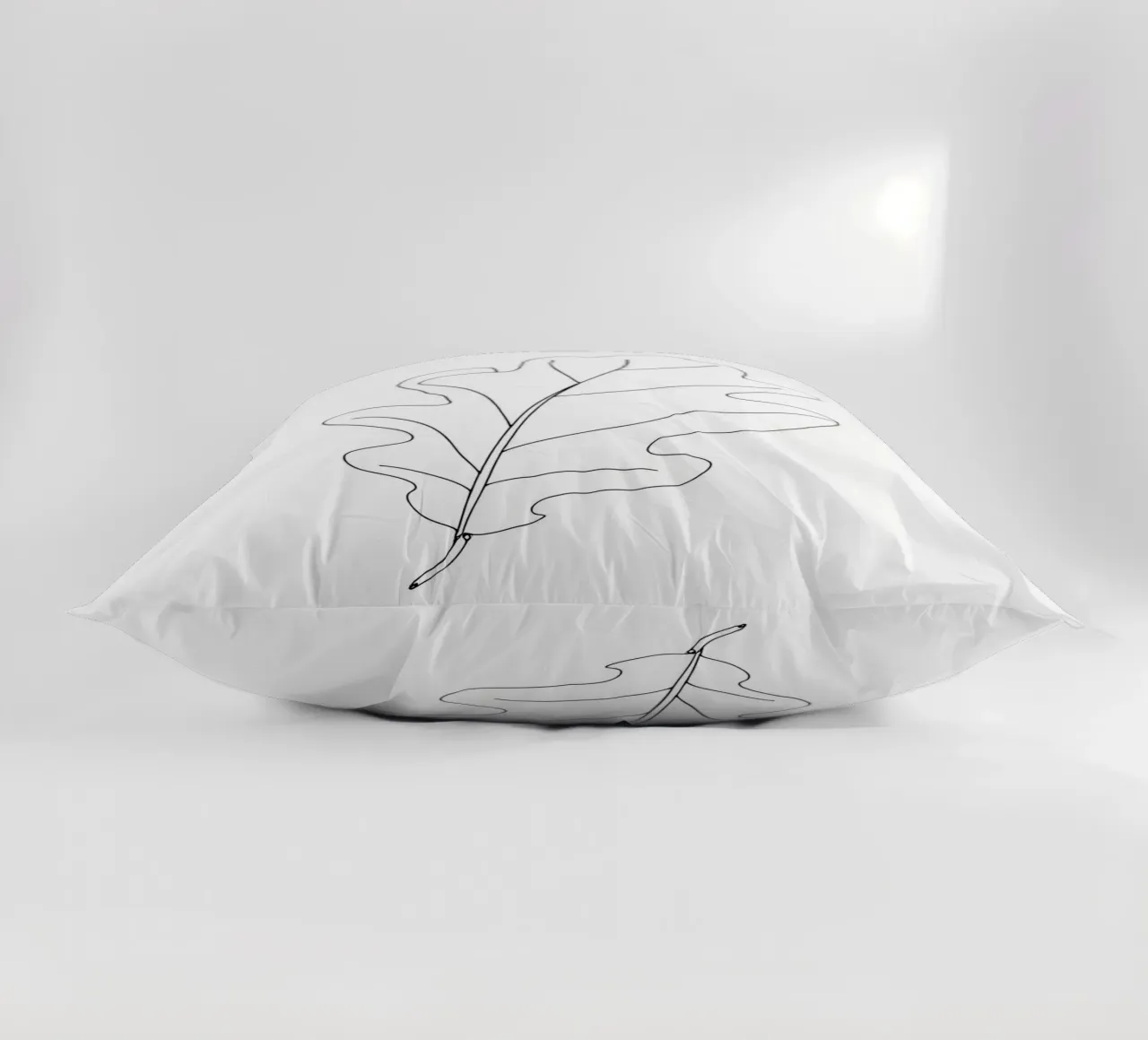 Minimalist Line Drawing of an Oak Leaf | Modern Abstract Art decorative cushion by Viv Line Art