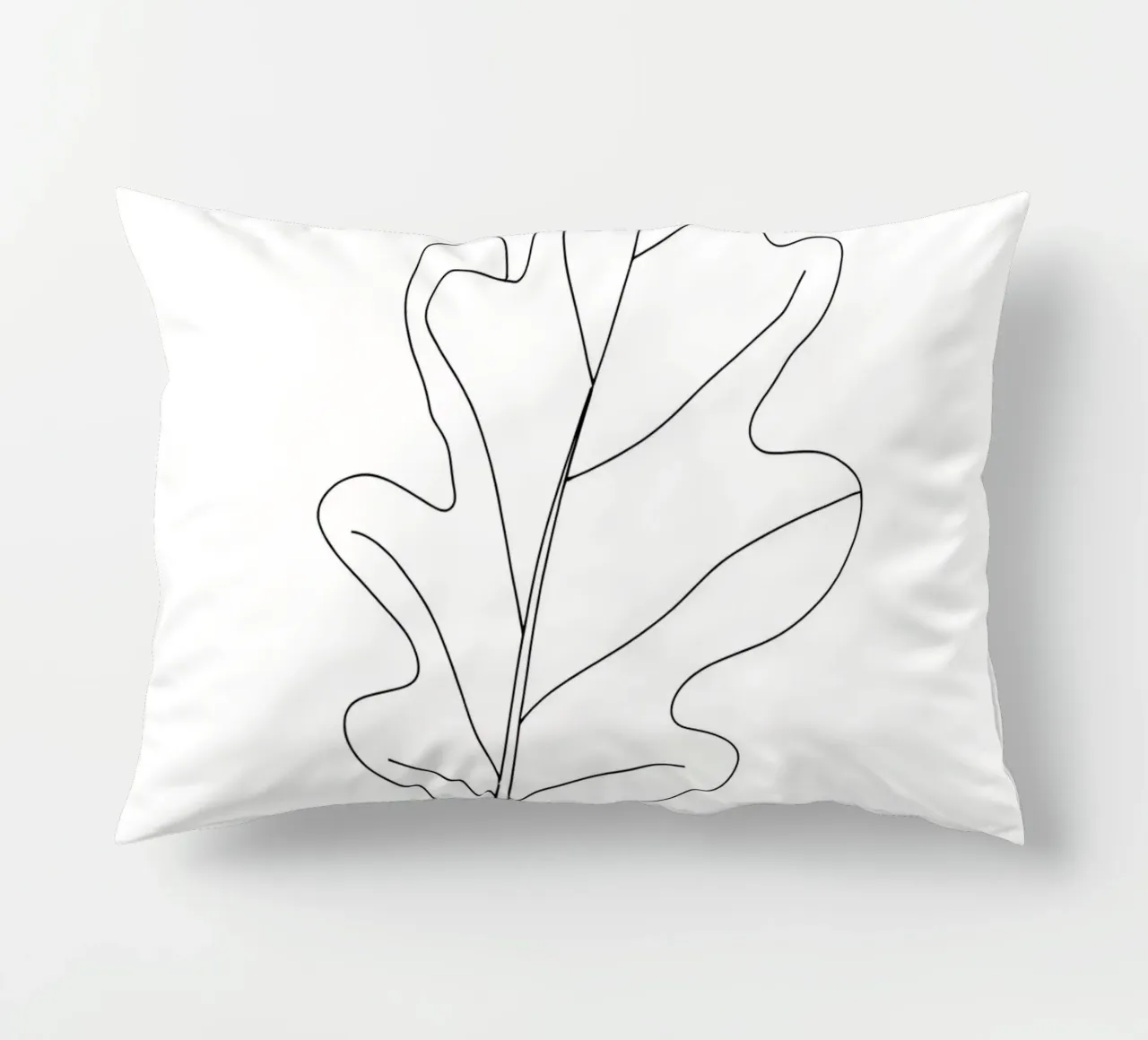 Minimalist Line Drawing of an Oak Leaf | Modern Abstract Art decorative cushion by Viv Line Art