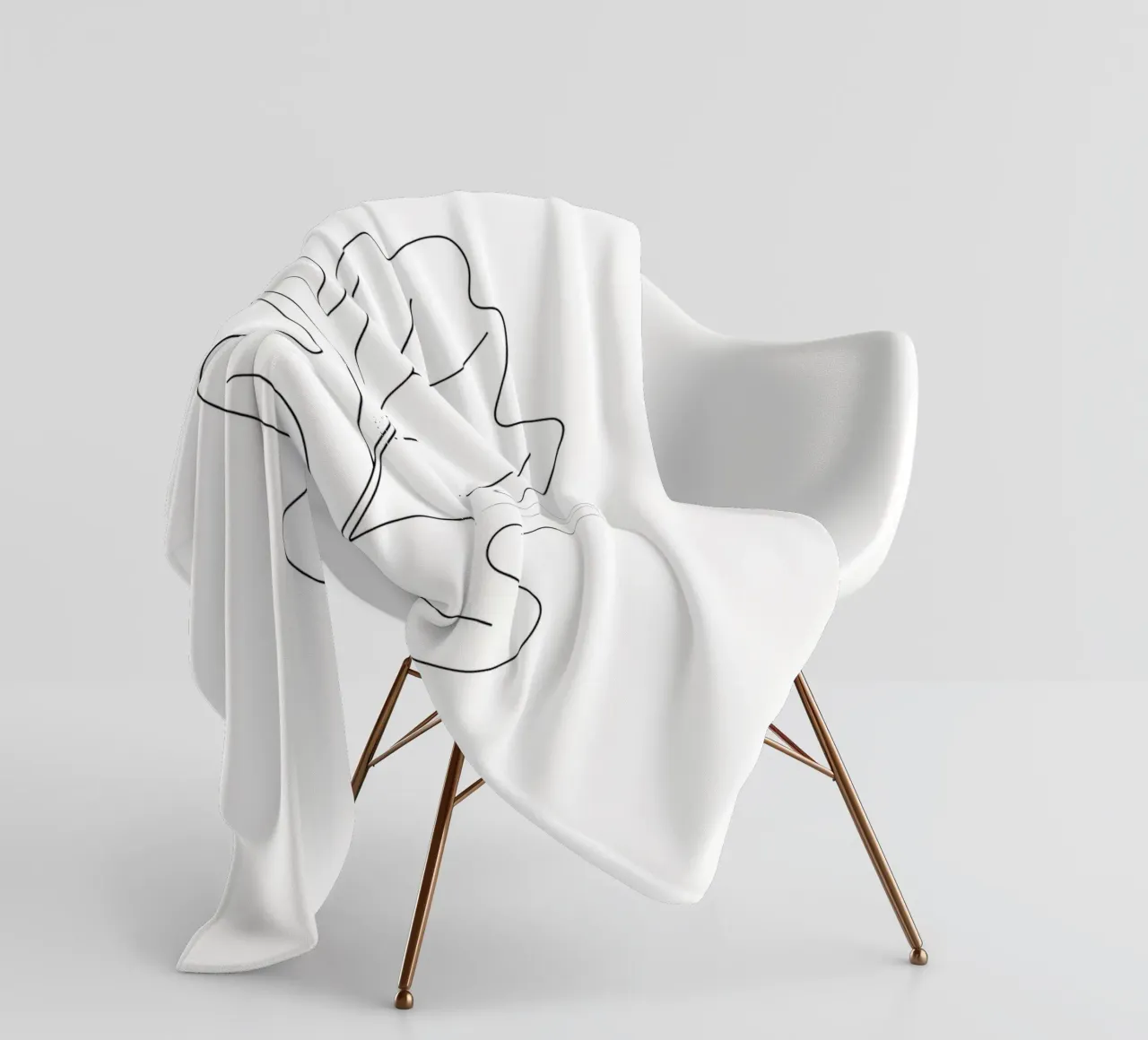Minimalist Line Drawing of an Oak Leaf | Modern Abstract Art fleece blanket by Viv Line Art