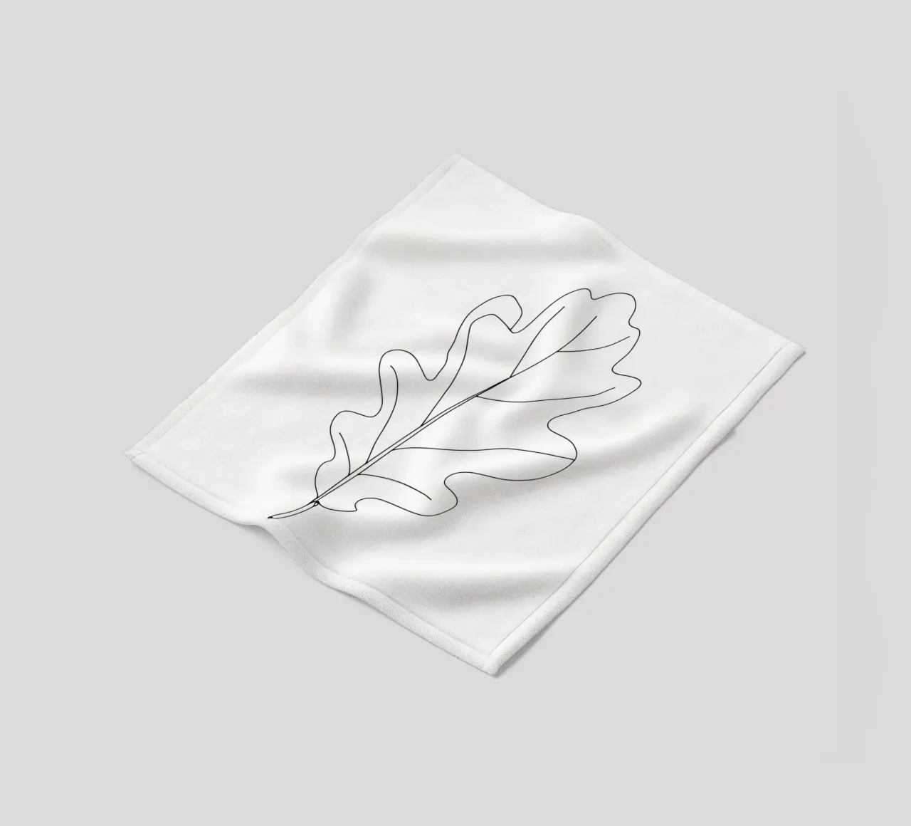 Minimalist Line Drawing of an Oak Leaf | Modern Abstract Art fleece blanket by Viv Line Art