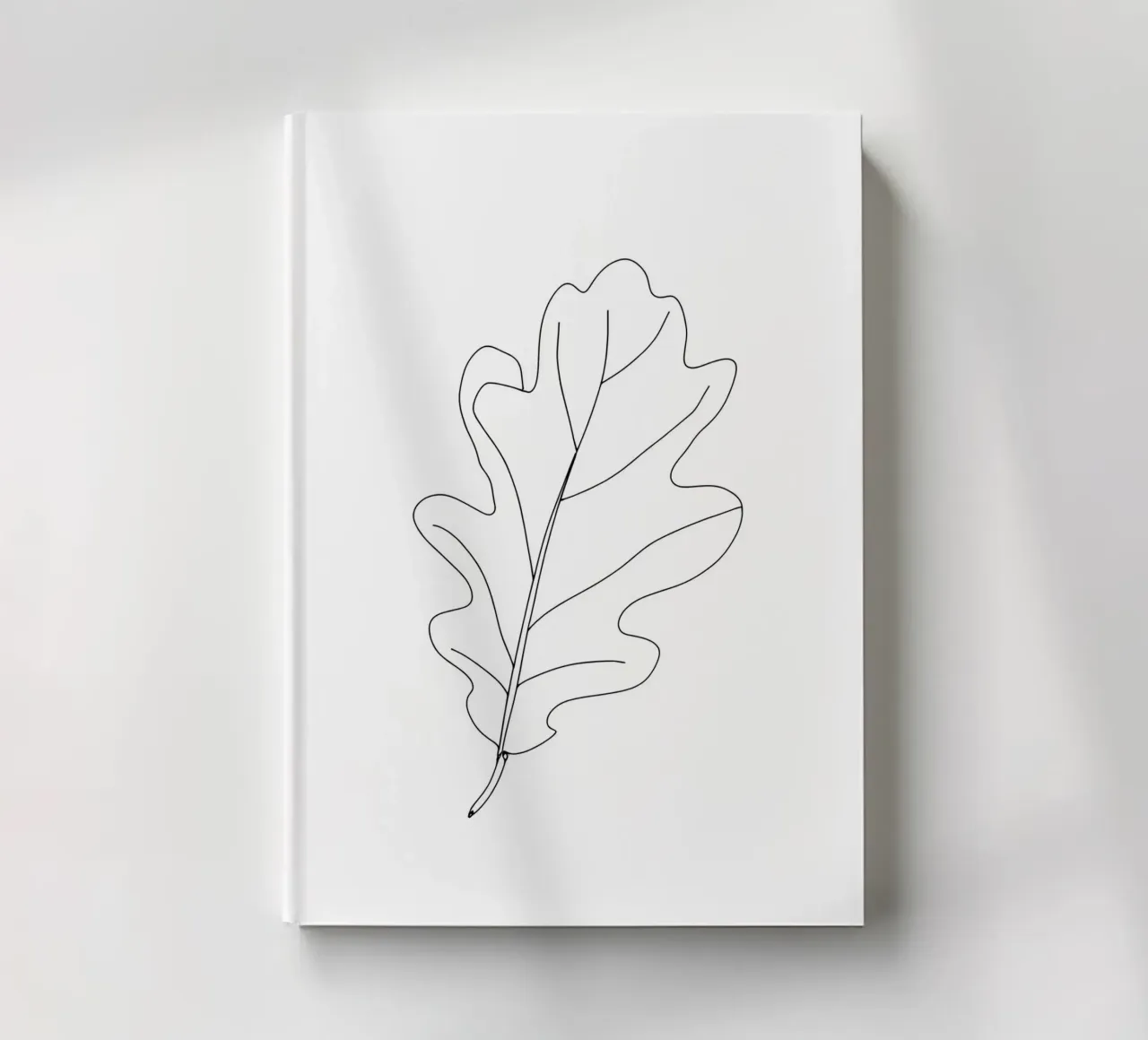 Minimalist Line Drawing of an Oak Leaf | Modern Abstract Art notebook by Viv Line Art