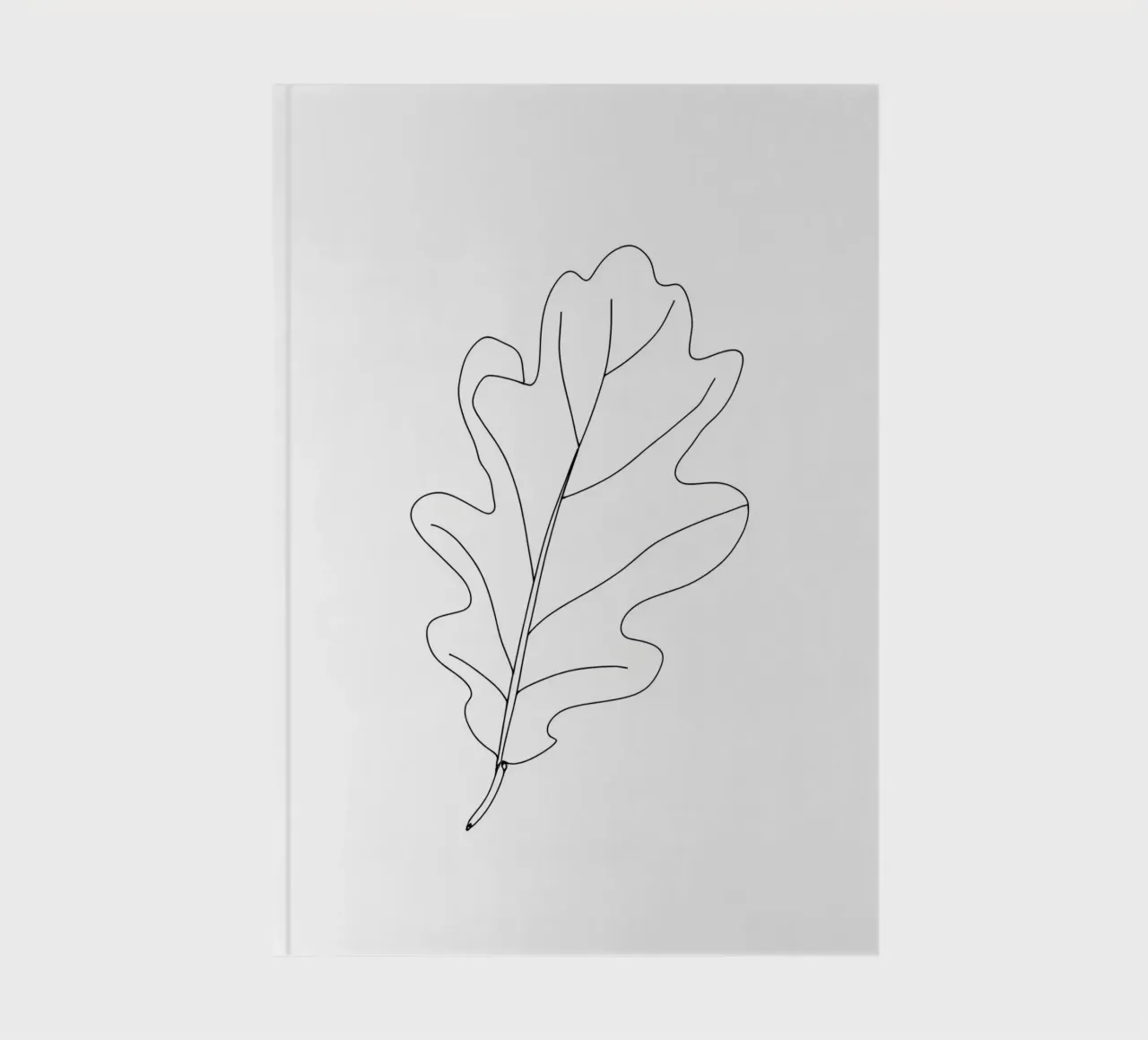 Minimalist Line Drawing of an Oak Leaf | Modern Abstract Art notebook by Viv Line Art