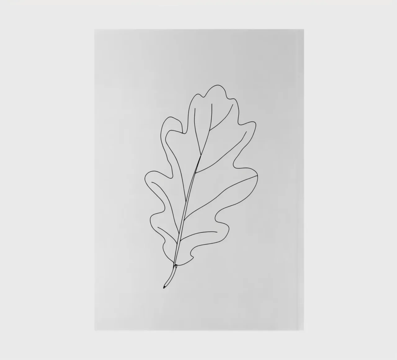 Minimalist Line Drawing of an Oak Leaf | Modern Abstract Art notebook by Viv Line Art