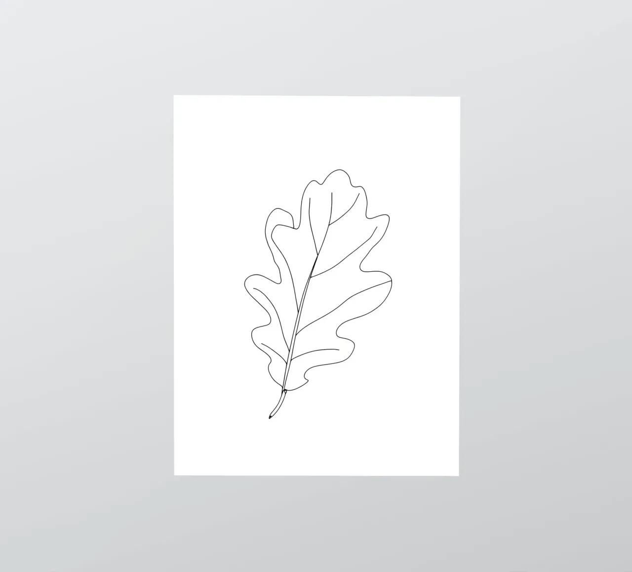 Dessin au trait minimaliste d'une feuille de chêne | Modern Abstract Art autocollant de Viv Line Art