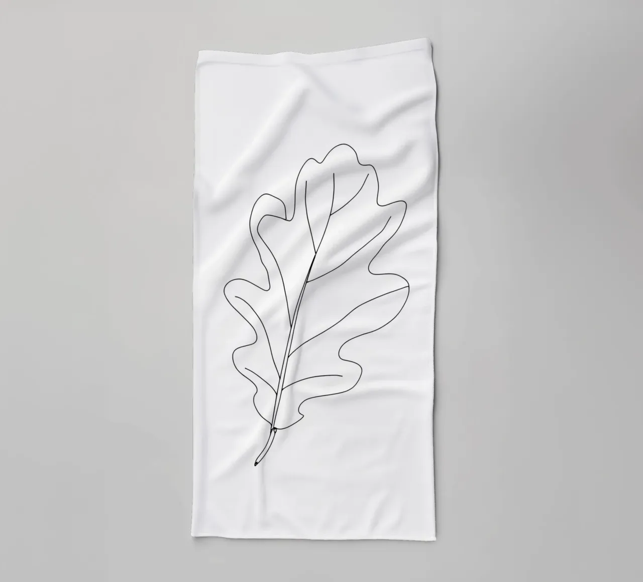 Minimalist Line Drawing of an Oak Leaf | Modern Abstract Art towel by Viv Line Art